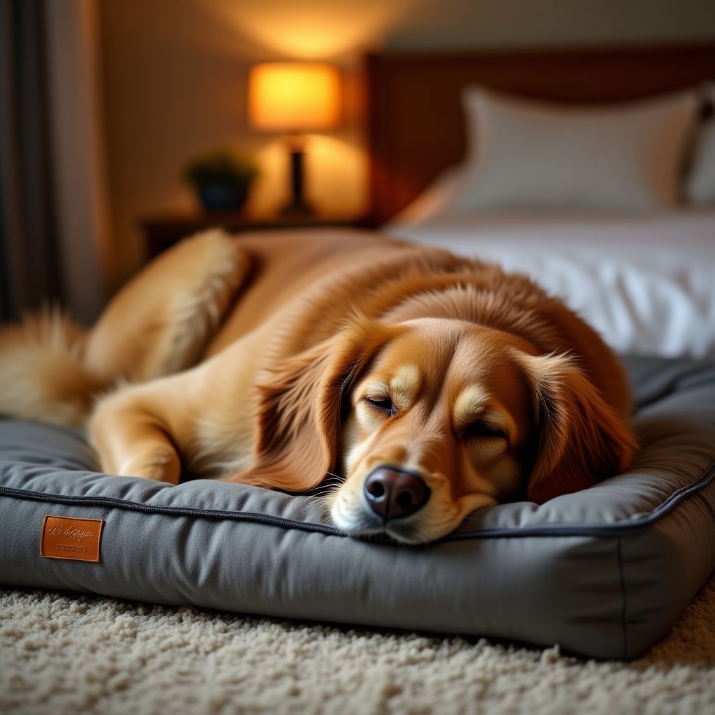 Dog relaxing on CozyPaw orthopedic bed