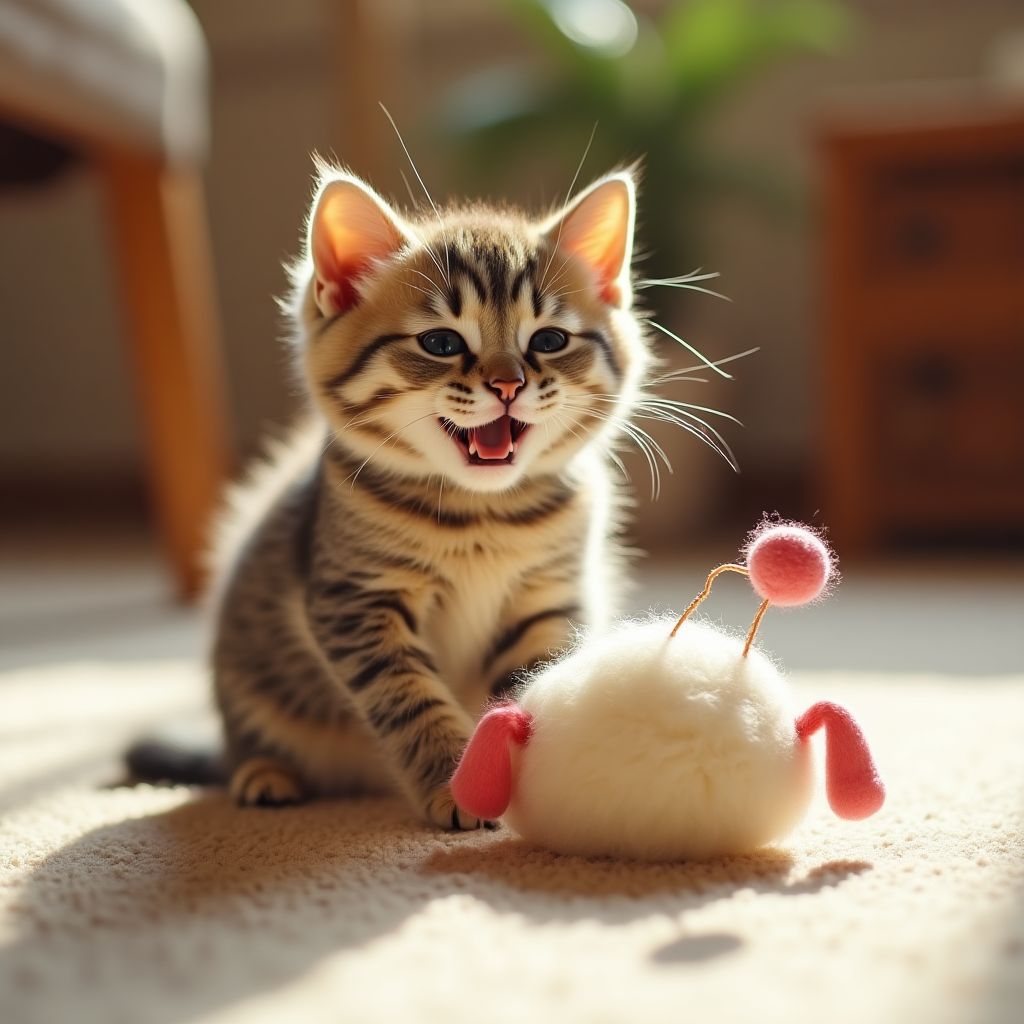 Cat playing with CozyPaw interactive toy