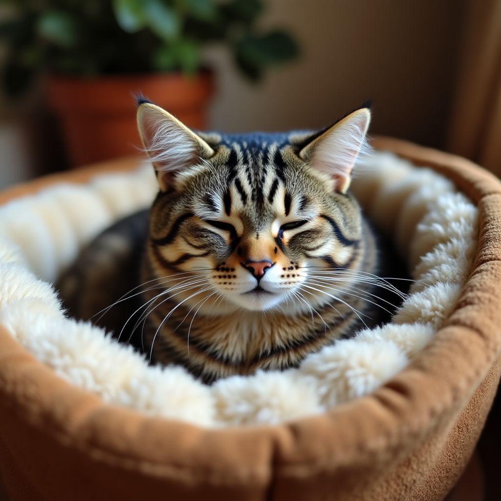 Senior cat in CozyPaw bed