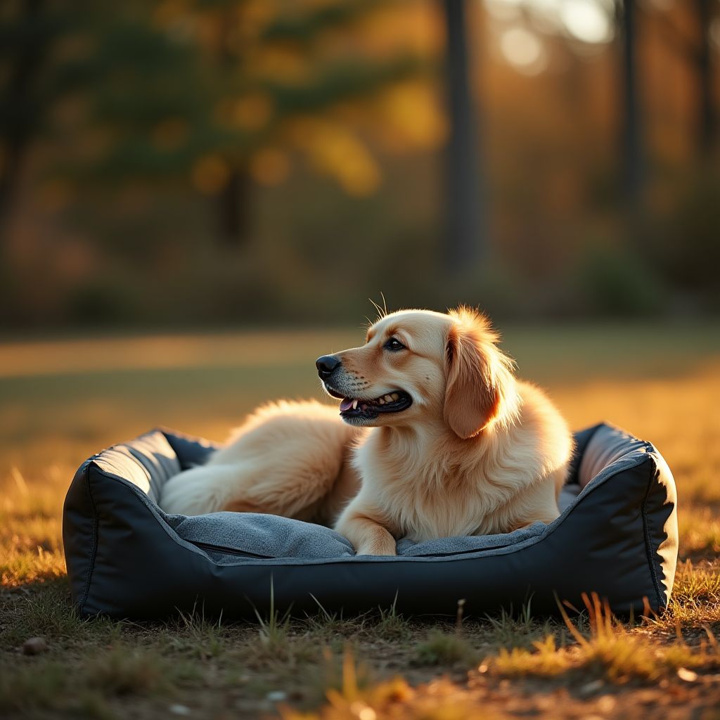 Dog with CozyPaw travel bed