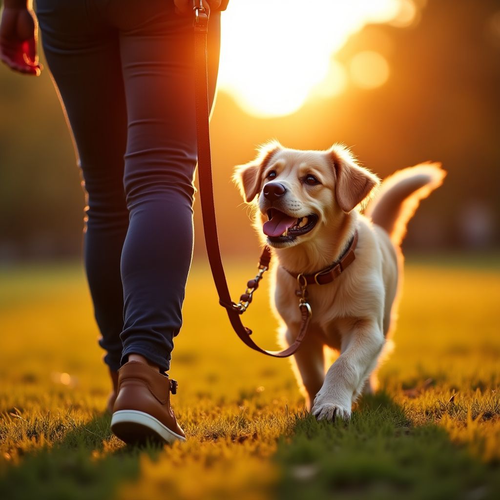 Person walking dog with comfortable leash
